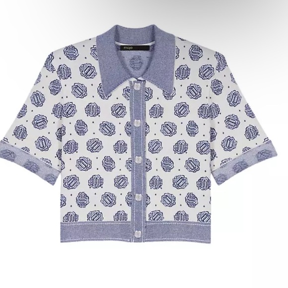 NEW Maje Cardigan With Monogram Knit Large - Picture 2 of 9